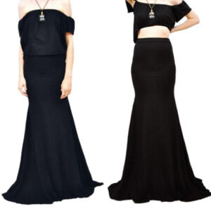 Mermaid Maxi Skirt - Boho Trumpet Skirt - Black Gothic Dress Sizes XS S M L XL